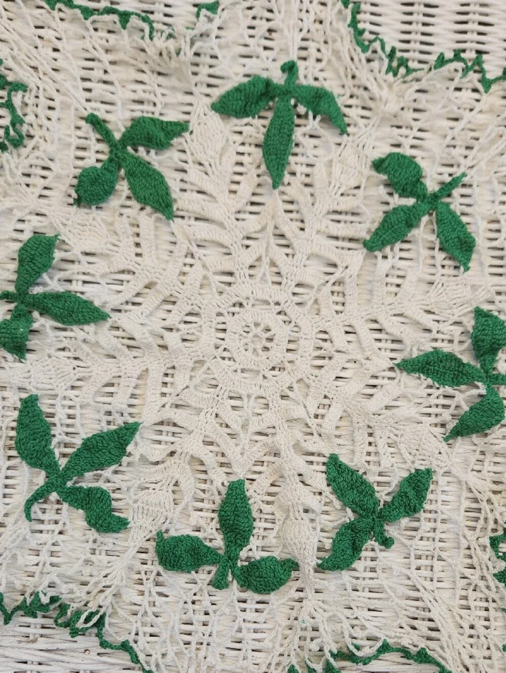 Handmade Crochet Star Doily With Leaves